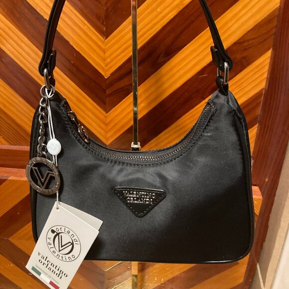 Valentino Orlandi Handbags - Valentino Orlandi Black Crescent Moon Minimal Nylon Shoulder Bag Charm MSRP $209